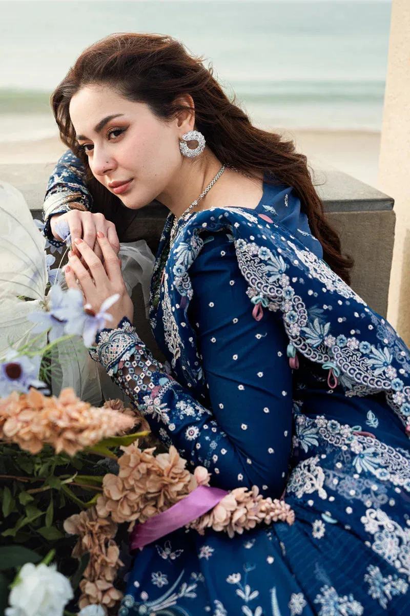 Qalamkar Sahil Luxury Lawn Blue Jacquard – view 7 – Poshaq