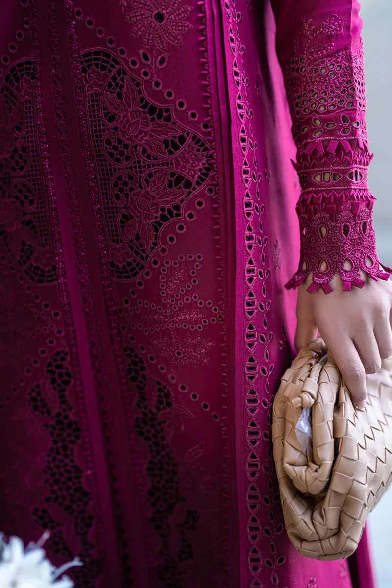 Qalamkar Sahil Luxury Lawn Pinkish Purple Chiffon – view 4 – Poshaq
