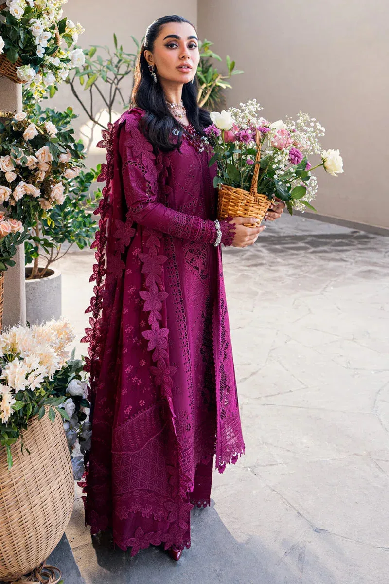 Qalamkar Sahil Luxury Lawn Pinkish Purple Chiffon – view 5 – Poshaq