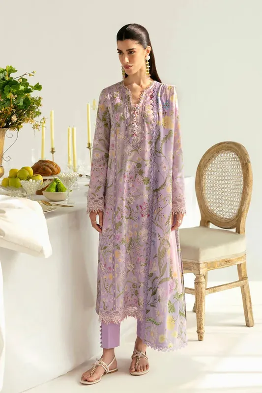Qalamkar Q Prints 2025 Lilac Lawn – view 1 – Poshaq