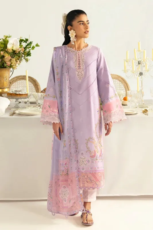 Qalamkar Q Prints 2025 Lilac Lawn – view 1 – Poshaq