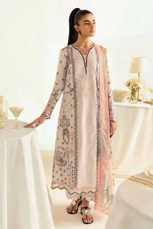 Qalamkar Q Prints 2025 Off White Chiffon – view 1 – Poshaq
