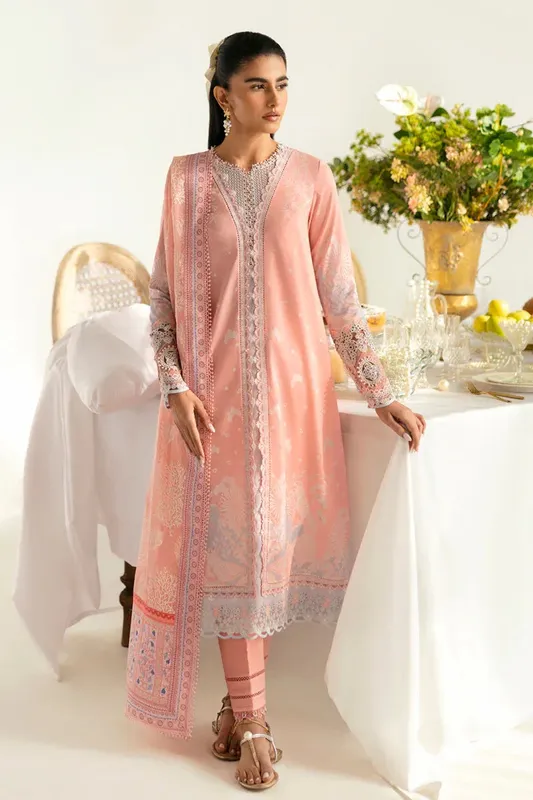 Qalamkar Q Prints 2025 Pastel Pink Chiffon – view 1 – Poshaq