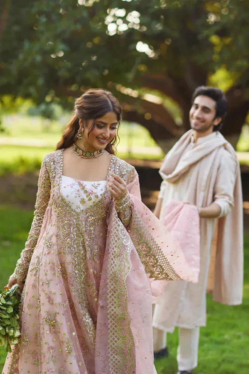 Qalamkar Shadmani Luxury Formals Pale Pink Organza – view 6 – Poshaq