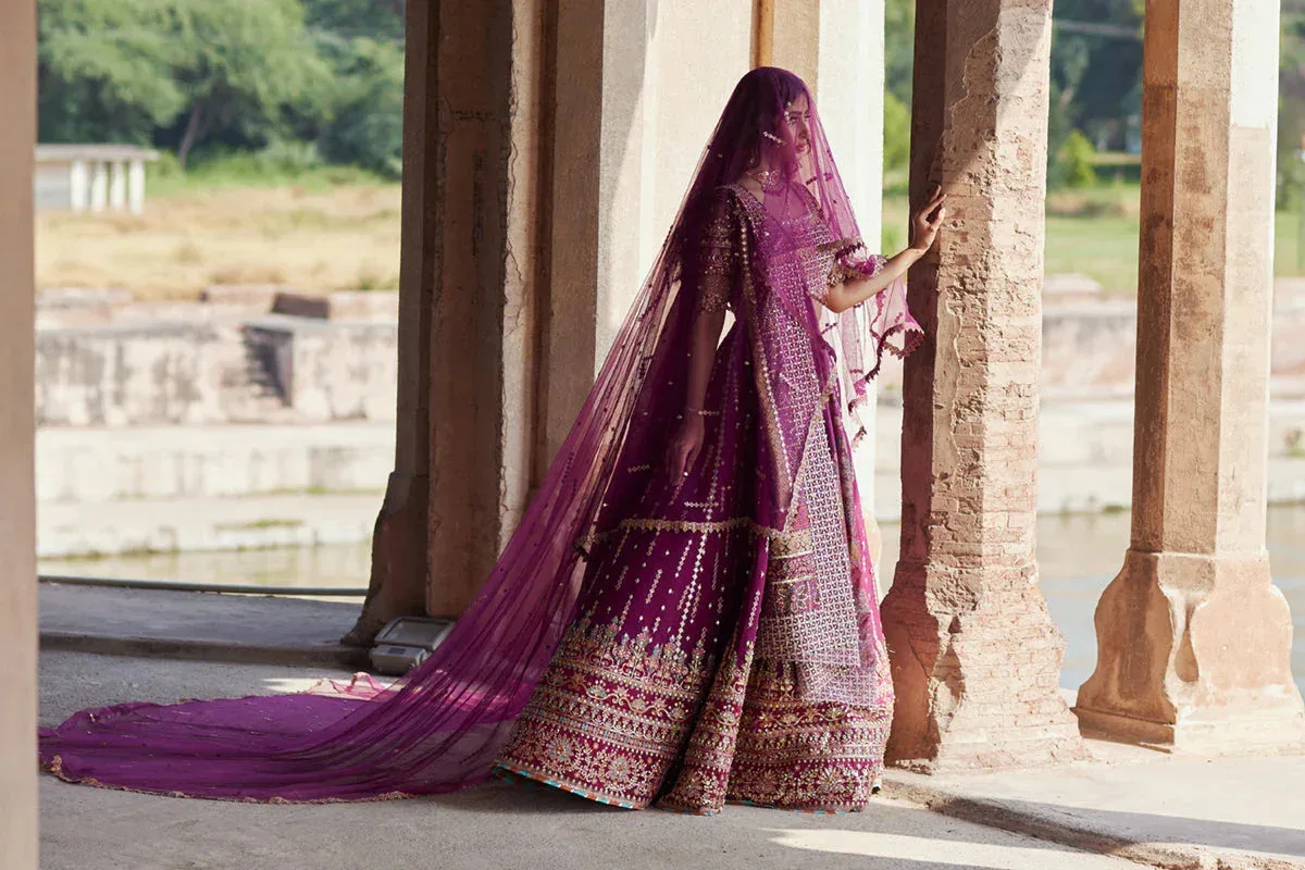 Qalamkar Shadmani Luxury Formals Plum Raw Silk – view 2 – Poshaq
