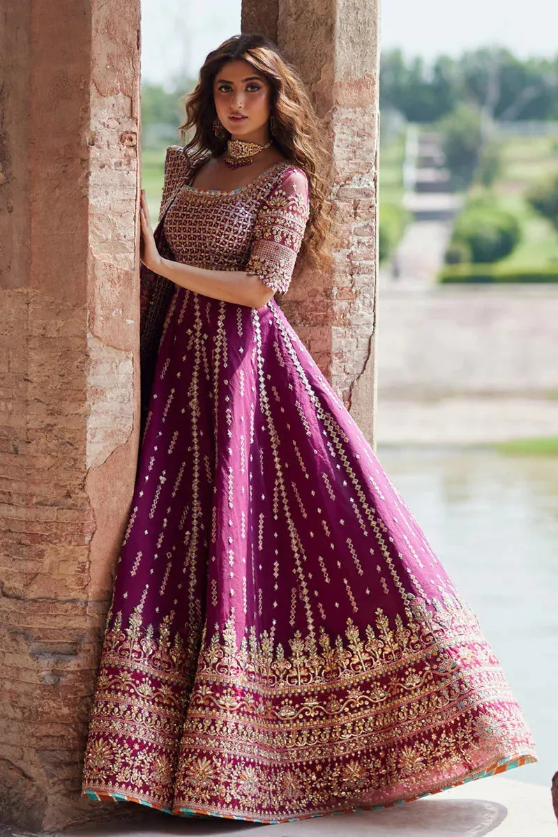 Qalamkar Shadmani Luxury Formals Plum Raw Silk – view 5 – Poshaq