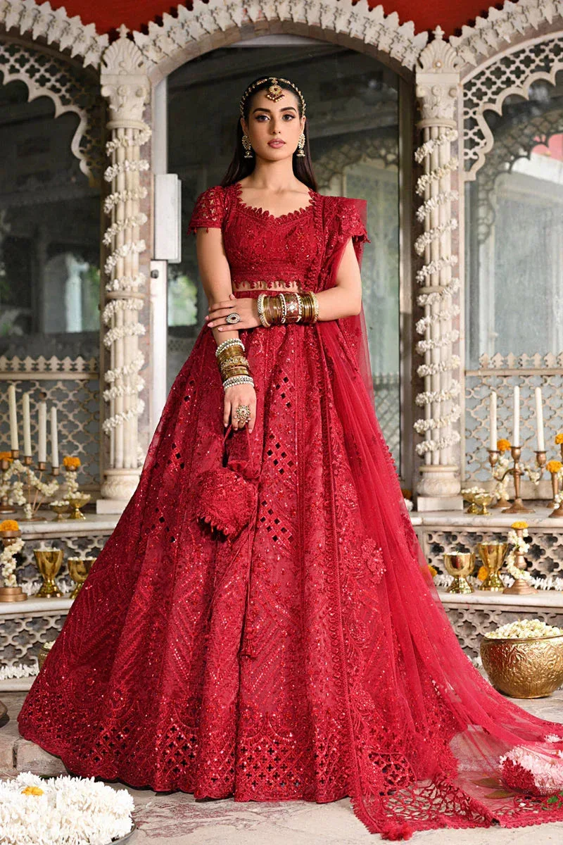 Qalamkar Singhar Wedding Collection Red Raw Silk – view 1 – Poshaq