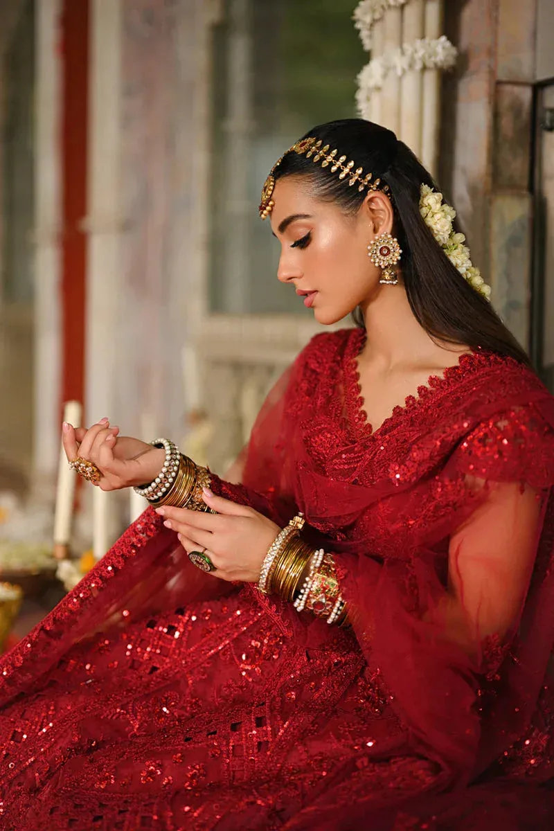 Qalamkar Singhar Wedding Collection Red Raw Silk – view 4 – Poshaq