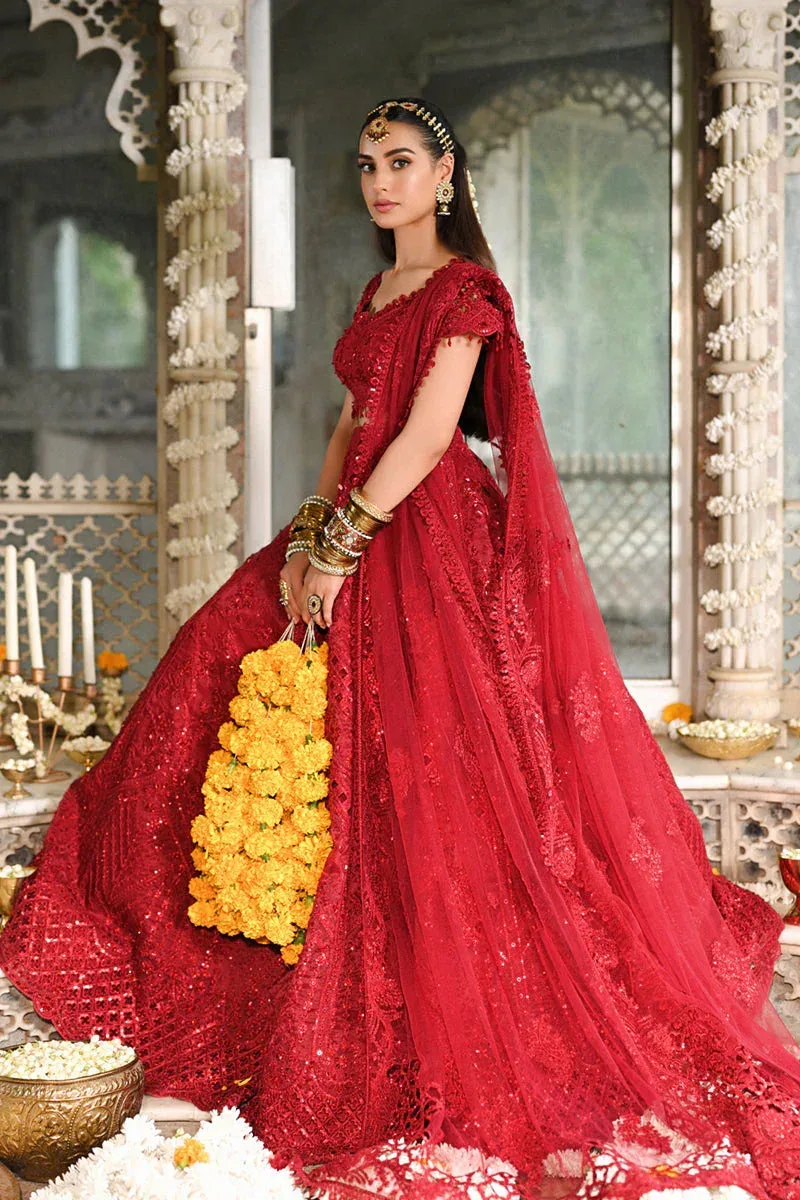 Qalamkar Singhar Wedding Collection Red Raw Silk – view 5 – Poshaq