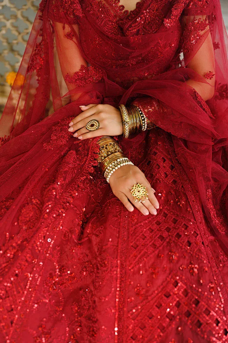 Qalamkar Singhar Wedding Collection Red Raw Silk – view 6 – Poshaq