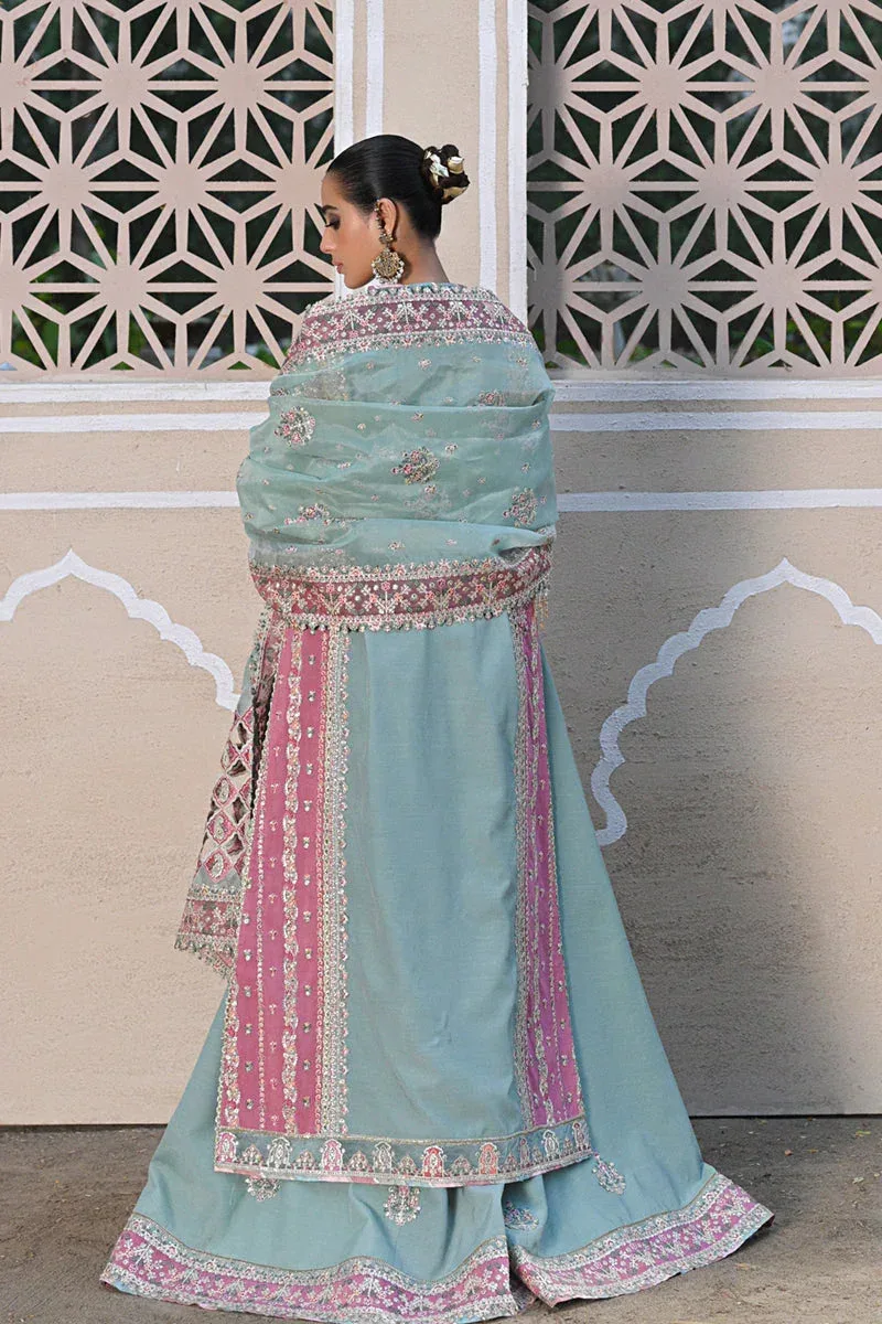 Qalamkar Singhar Wedding Collection Blue Raw Silk – view 2 – Poshaq