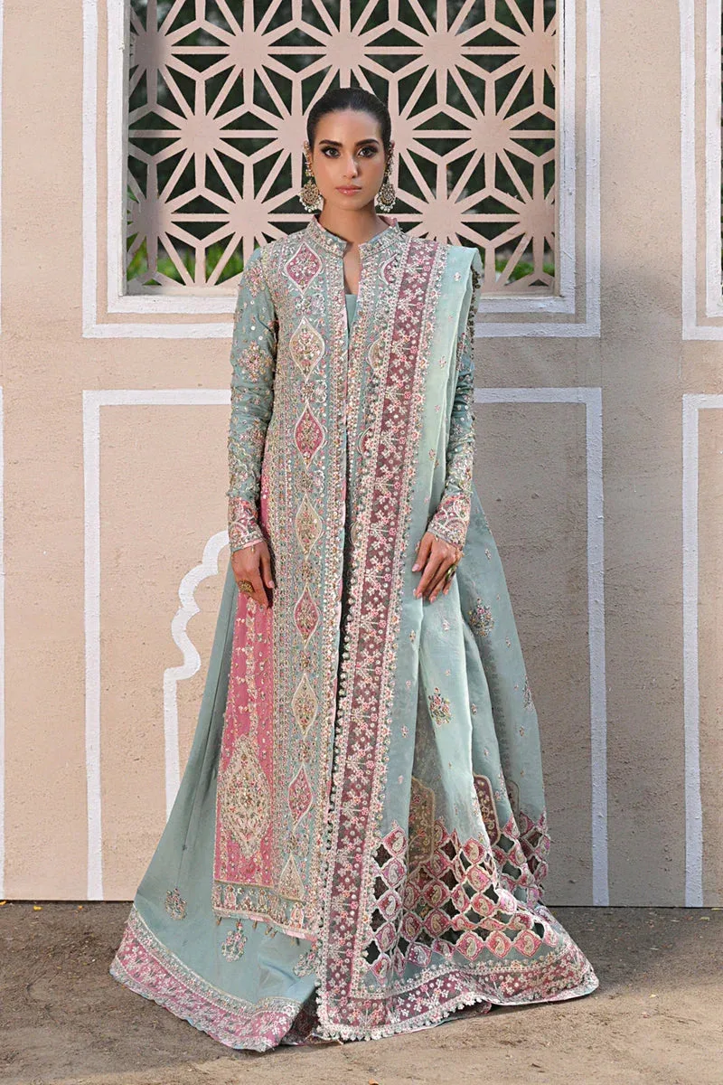 Qalamkar Singhar Wedding Collection Blue Raw Silk – view 4 – Poshaq
