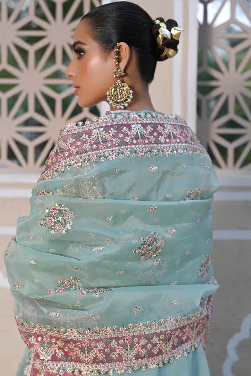 Qalamkar Singhar Wedding Collection Blue Raw Silk – view 5 – Poshaq
