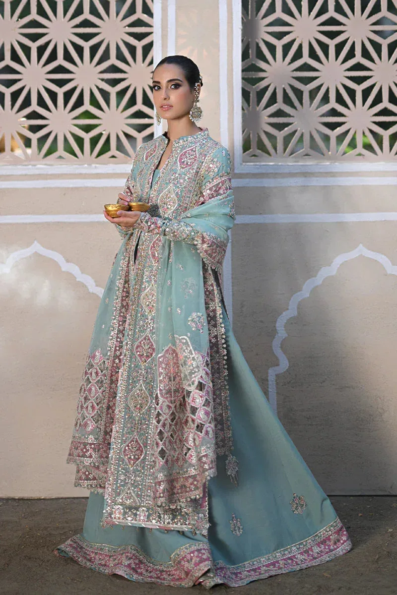 Qalamkar Singhar Wedding Collection Blue Raw Silk – view 6 – Poshaq
