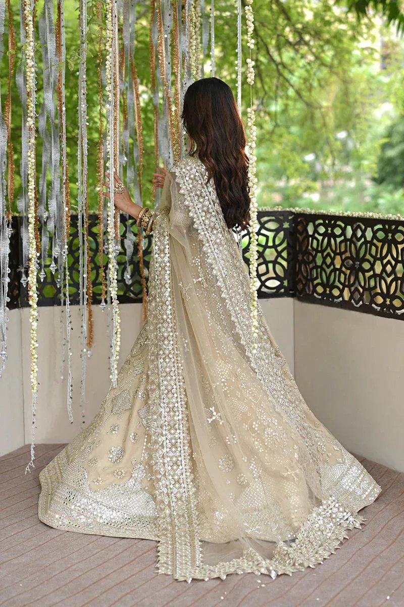 Qalamkar Singhar Wedding Collection Ivory Raw Silk – view 2 – Poshaq