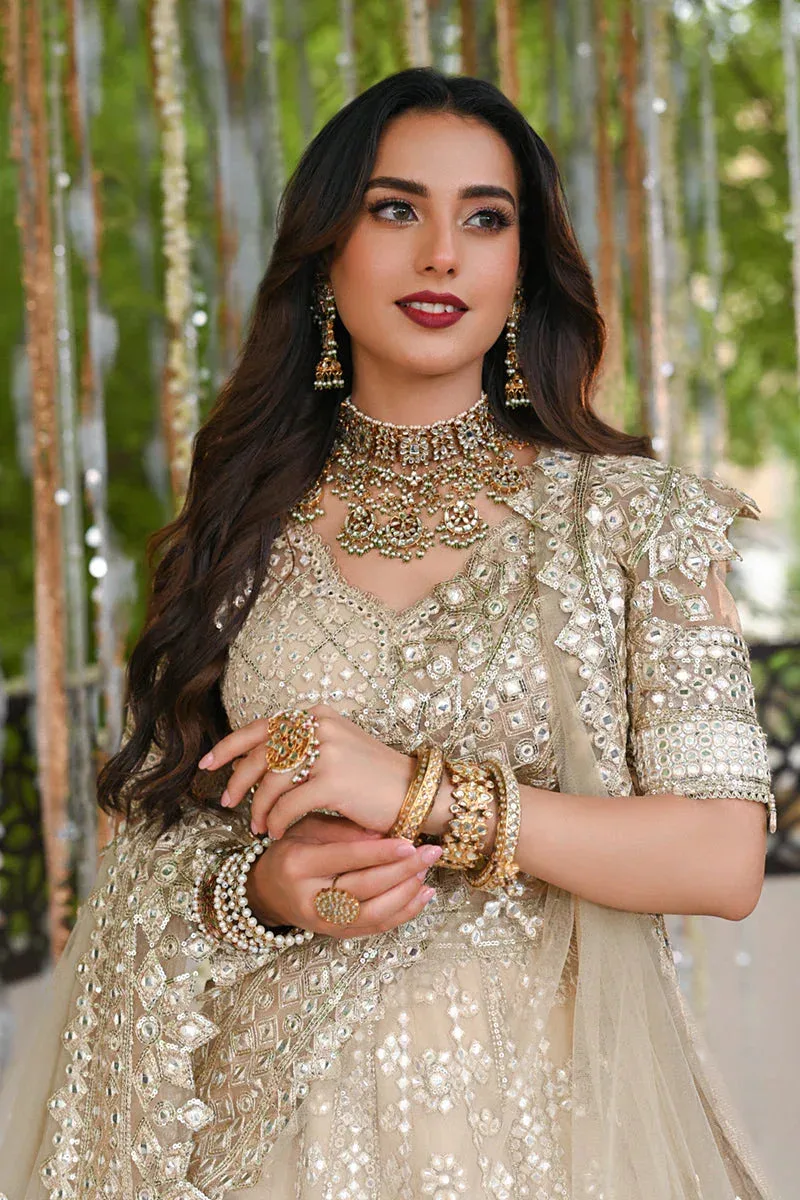 Qalamkar Singhar Wedding Collection Ivory Raw Silk – view 3 – Poshaq