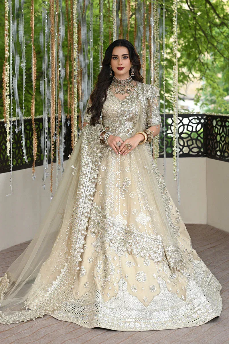 Qalamkar Singhar Wedding Collection Ivory Raw Silk – view 6 – Poshaq