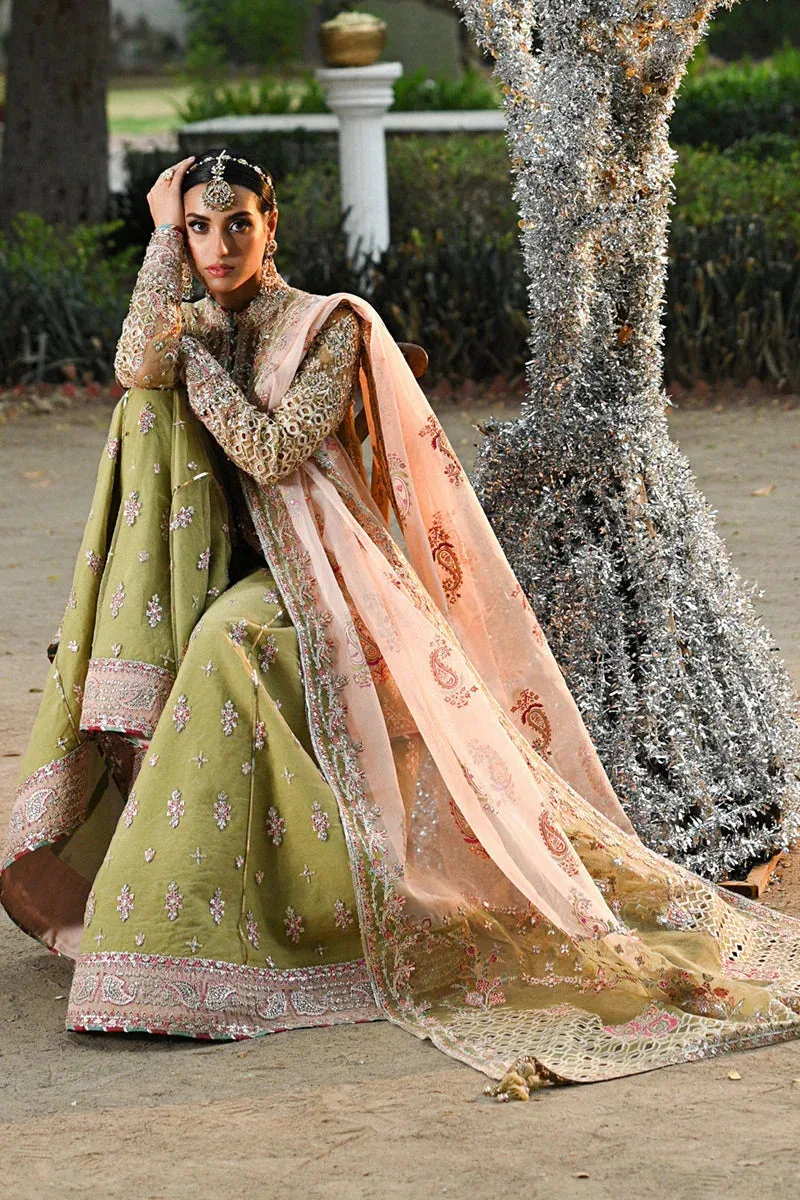 Qalamkar Singhar Wedding Collection Green Raw Silk – view 4 – Poshaq