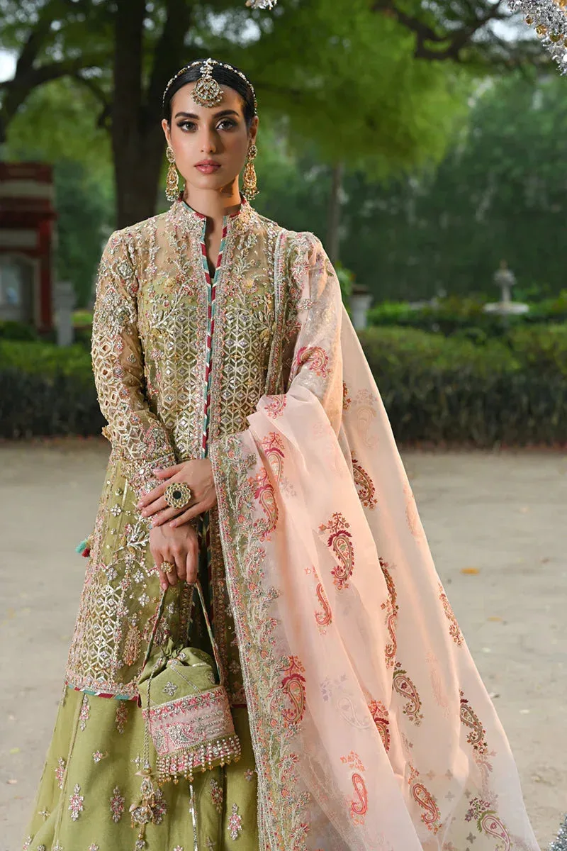 Qalamkar Singhar Wedding Collection Green Raw Silk – view 5 – Poshaq