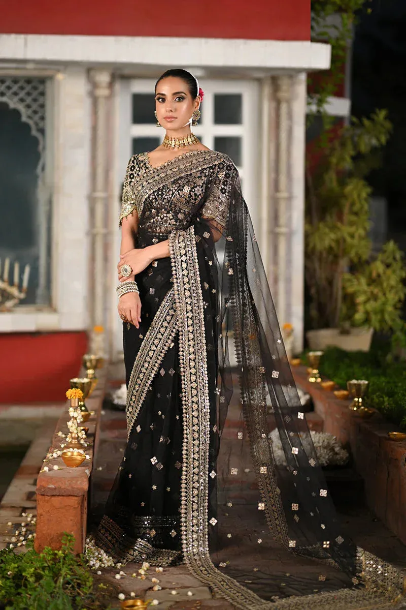 Qalamkar Singhar Wedding Collection Black Raw Silk – view 1 – Poshaq