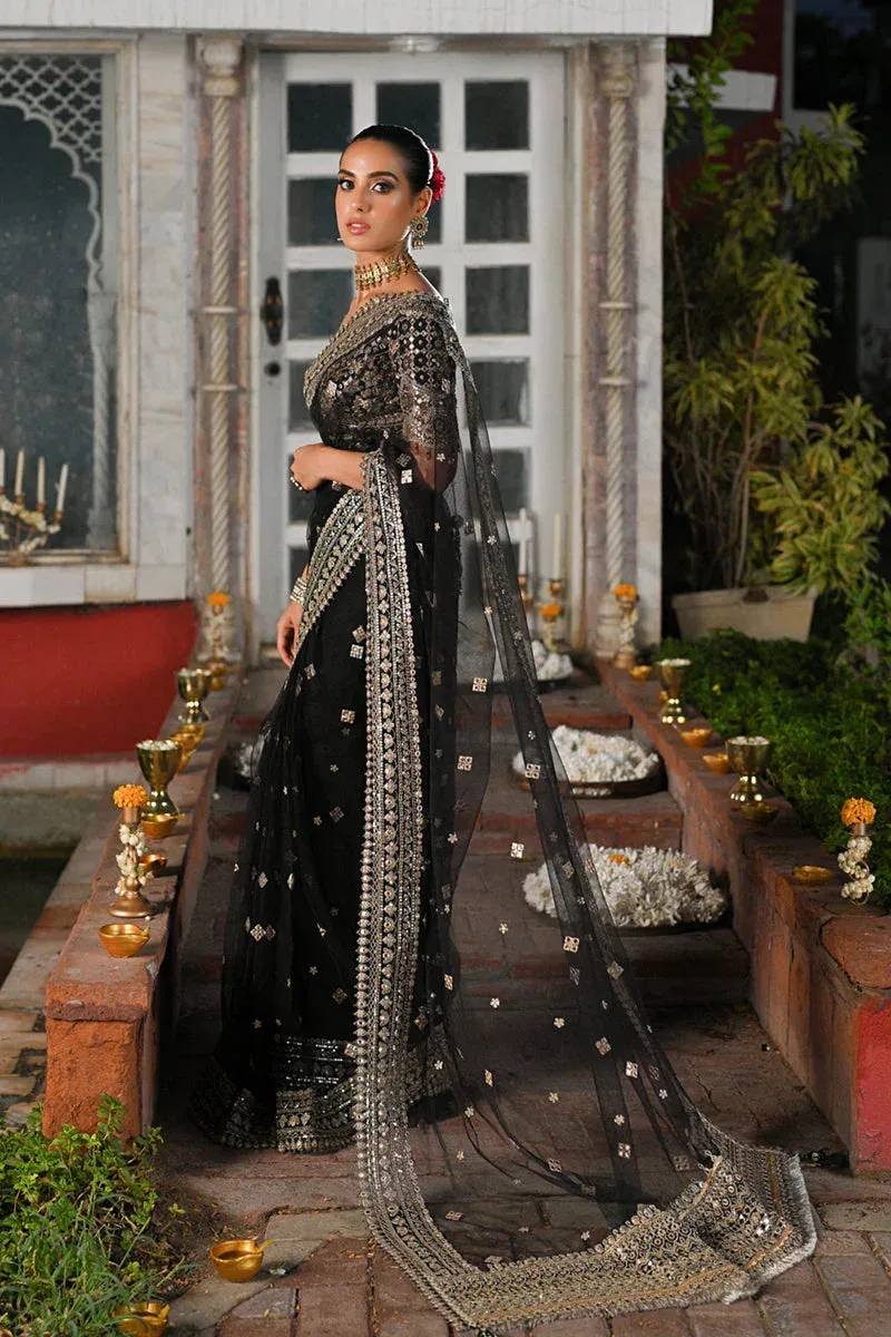 Qalamkar Singhar Wedding Collection Black Raw Silk – view 2 – Poshaq