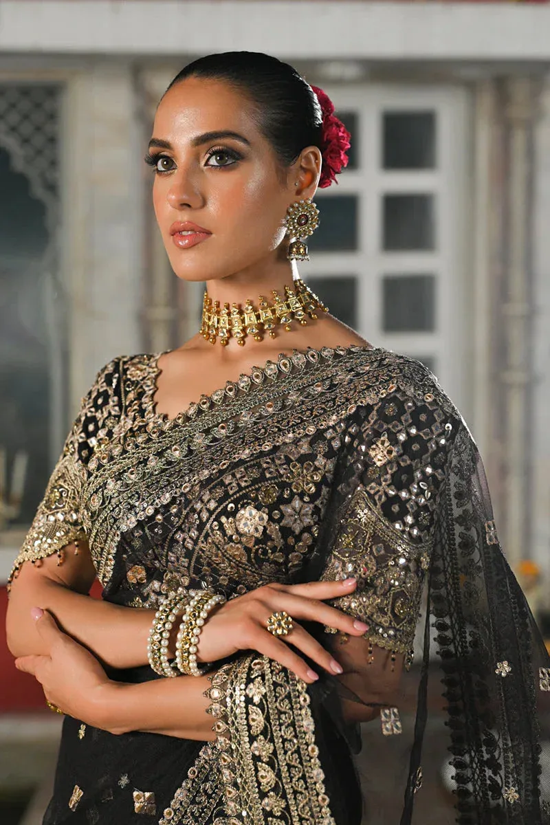 Qalamkar Singhar Wedding Collection Black Raw Silk – view 4 – Poshaq