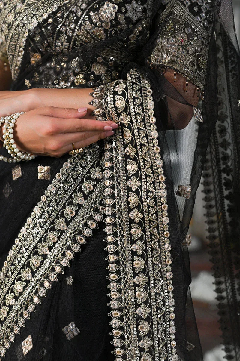 Qalamkar Singhar Wedding Collection Black Raw Silk – view 5 – Poshaq