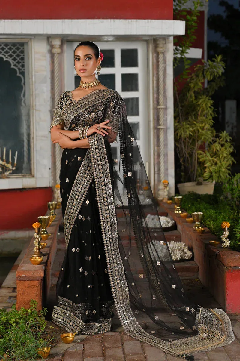 Qalamkar Singhar Wedding Collection Black Raw Silk – view 6 – Poshaq