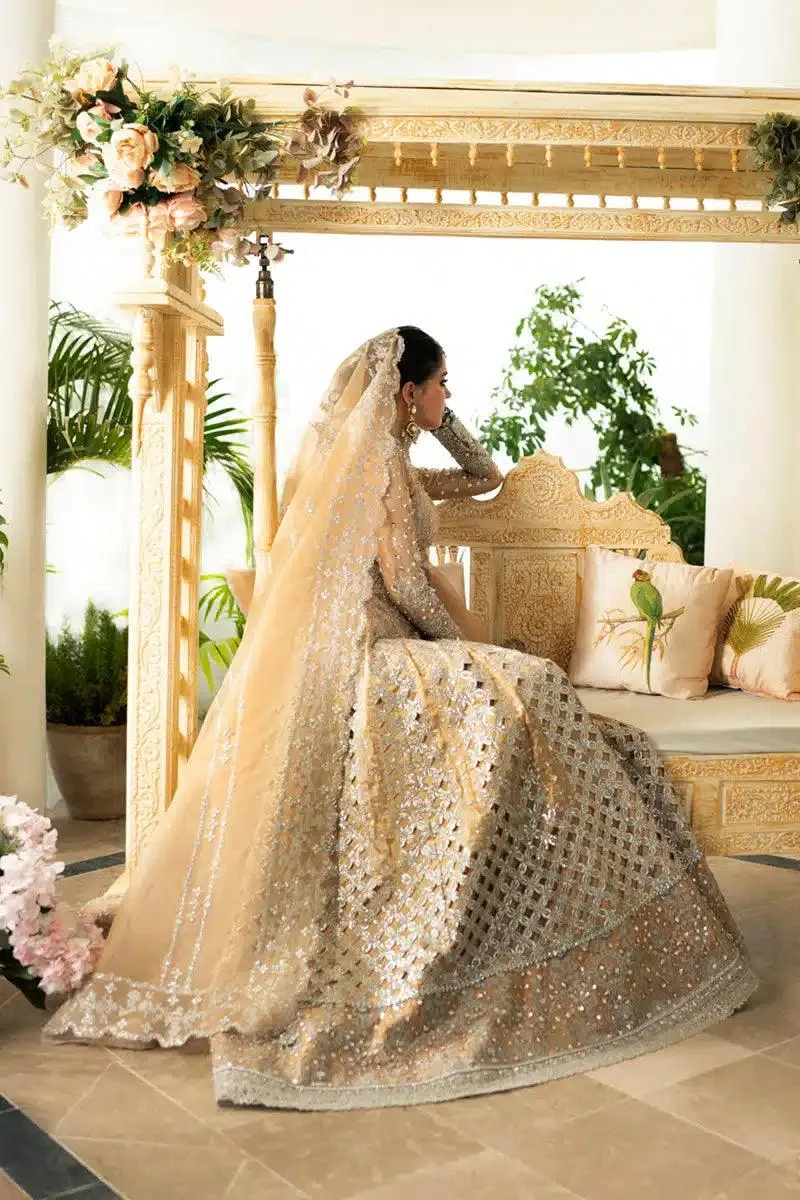 Qalamkar Dilnaz Wedding Formals Gold Raw Silk – view 1 – Poshaq