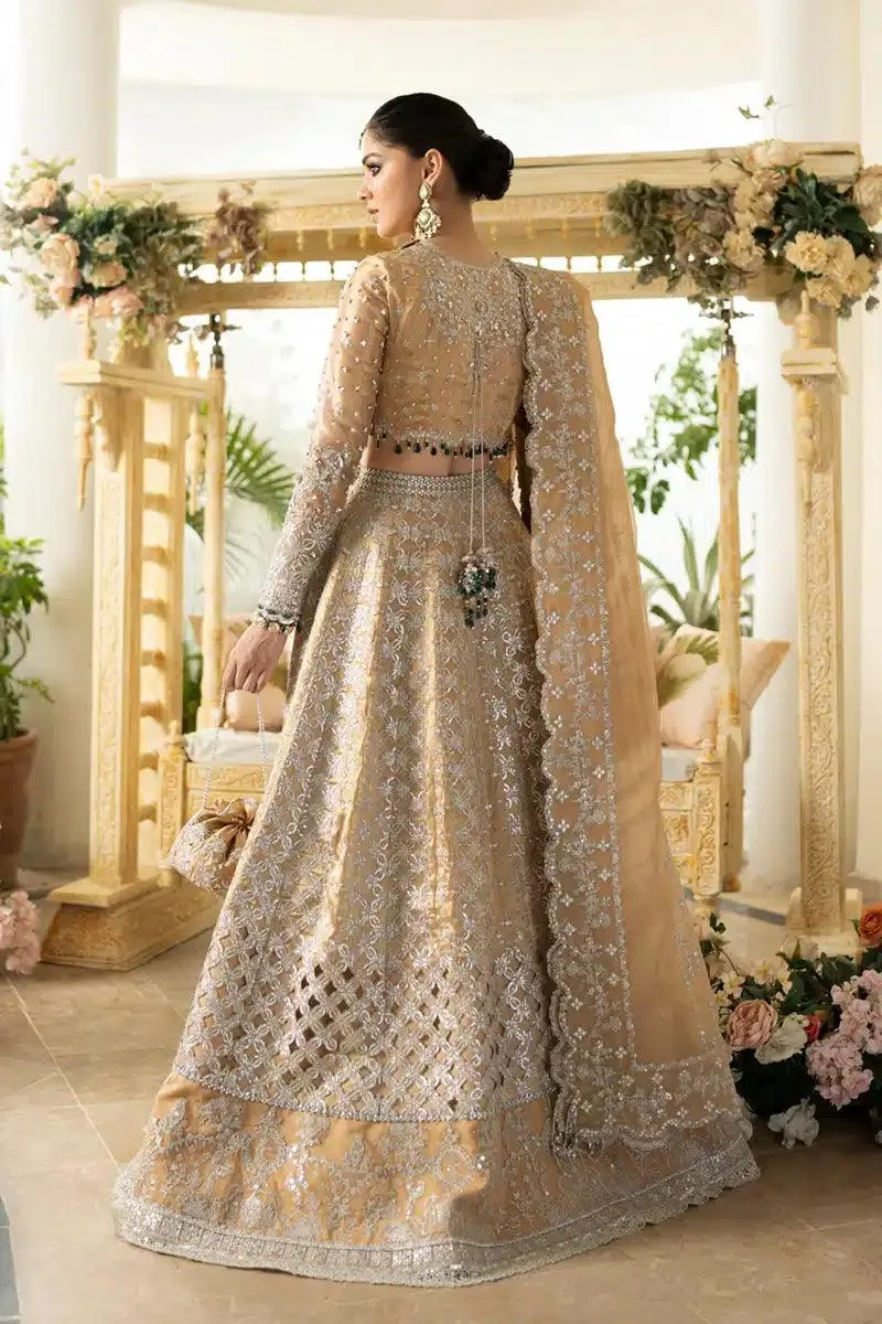 Qalamkar Dilnaz Wedding Formals Gold Raw Silk – view 6 – Poshaq