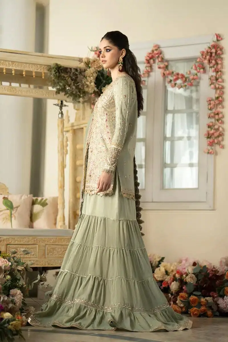 Qalamkar Dilnaz Wedding Formals Green Raw Silk – view 2 – Poshaq
