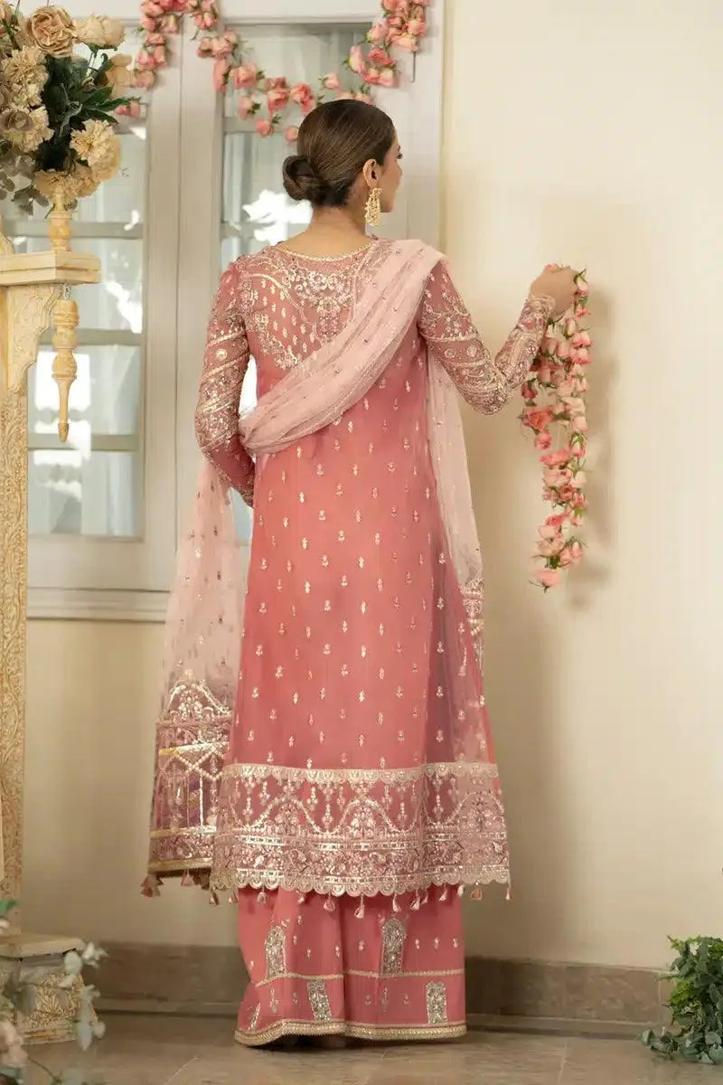 Qalamkar Dilnaz Wedding Formals Pink Raw Silk – view 4 – Poshaq