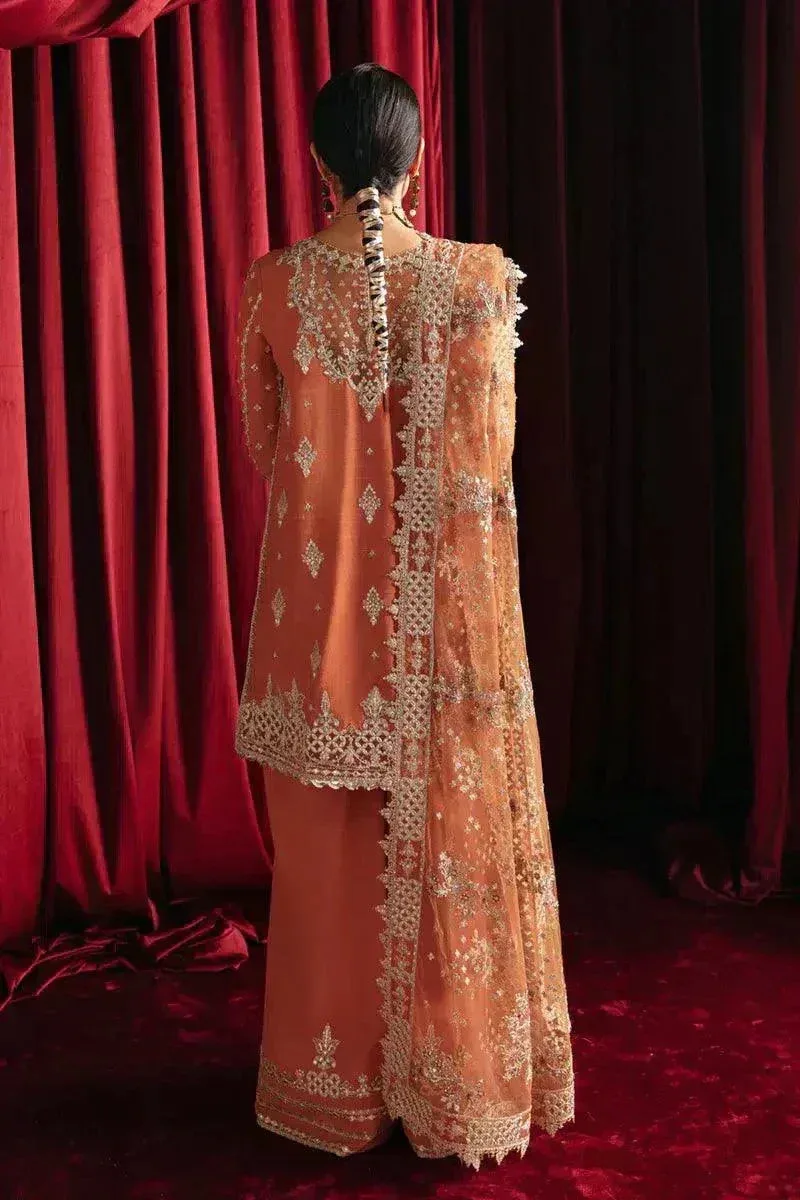 Qalamkar Heer Ranjha 23 Orange Raw Silk – view 5 – Poshaq