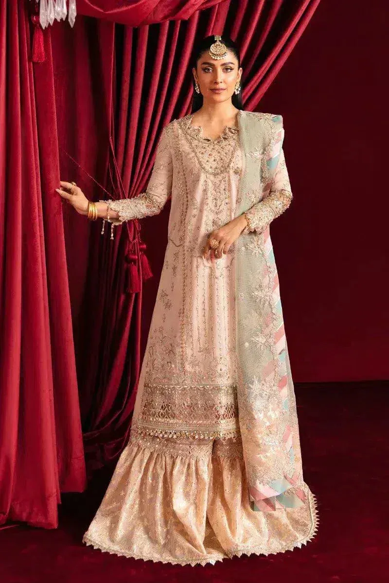 Qalamkar Heer Ranjha 23 Pink Raw Silk – view 1 – Poshaq