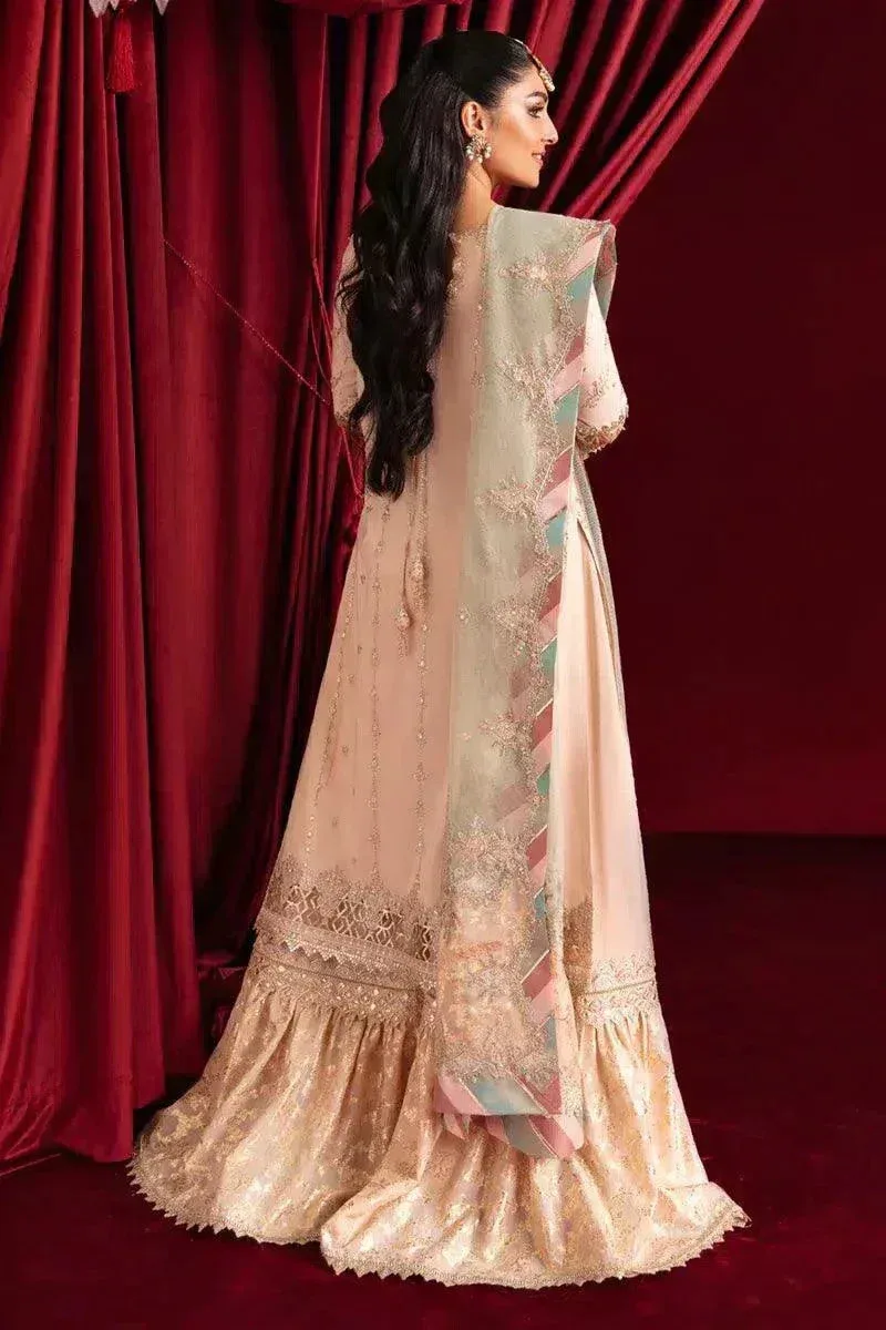 Qalamkar Heer Ranjha 23 Pink Raw Silk – view 3 – Poshaq