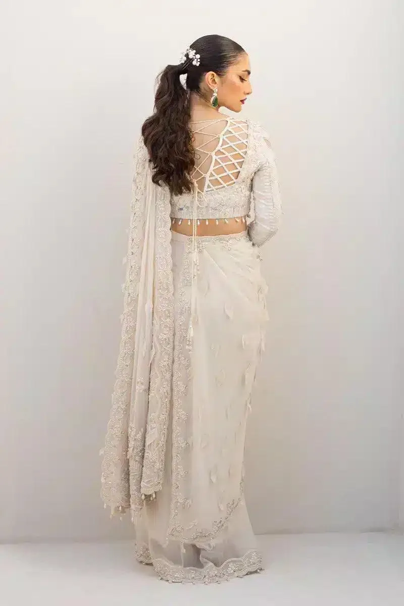 Qalamkar Couture 23 Off White Georgette – view 2 – Poshaq