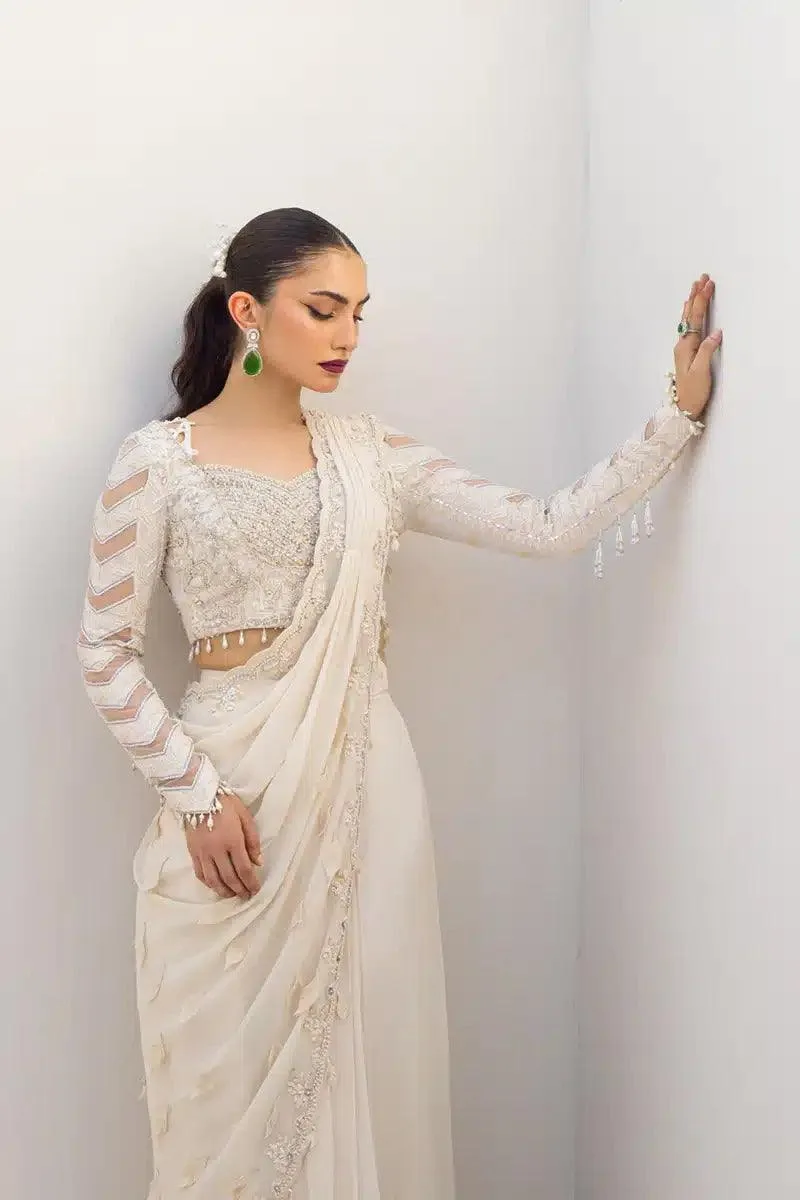 Qalamkar Couture 23 Off White Georgette – view 3 – Poshaq