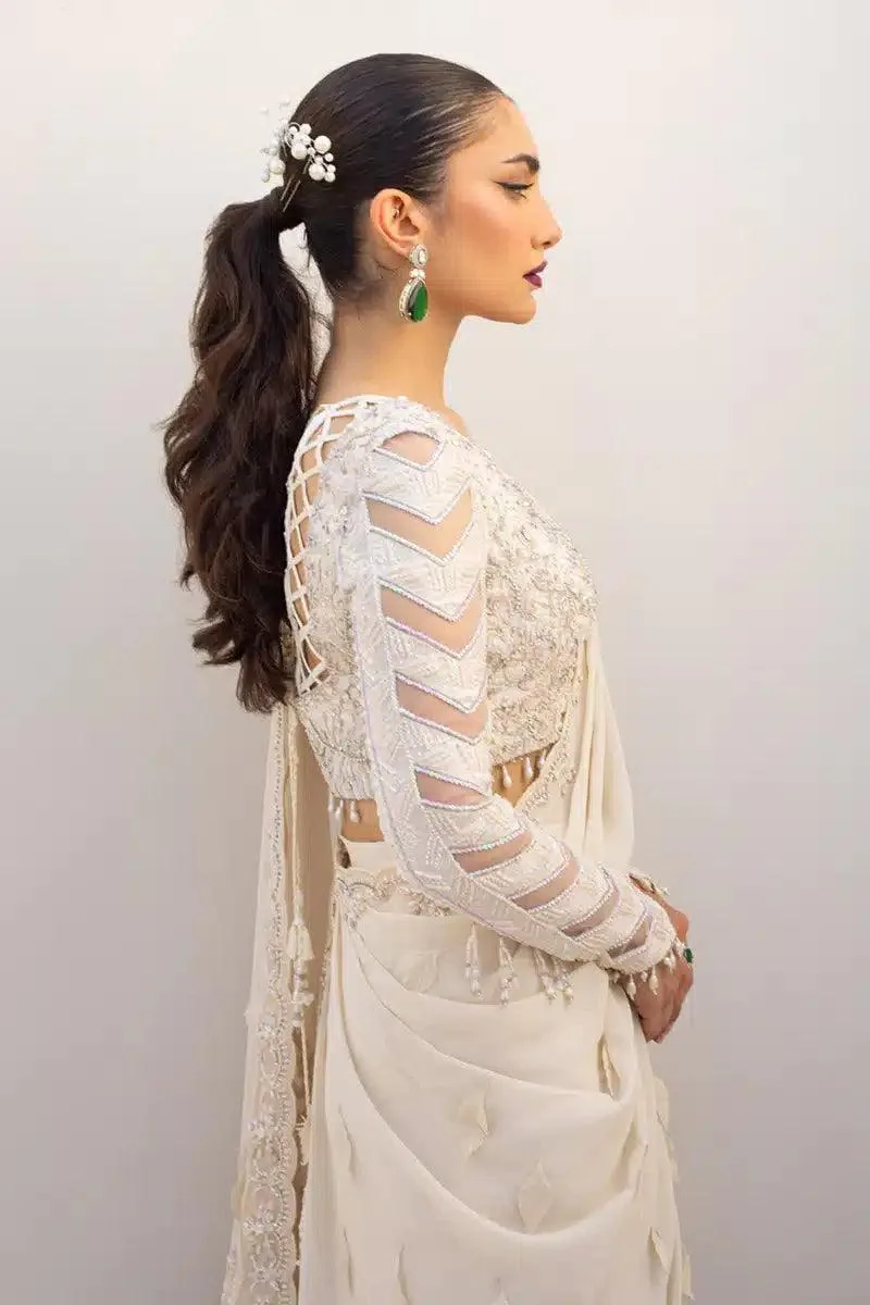 Qalamkar Couture 23 Off White Georgette – view 4 – Poshaq