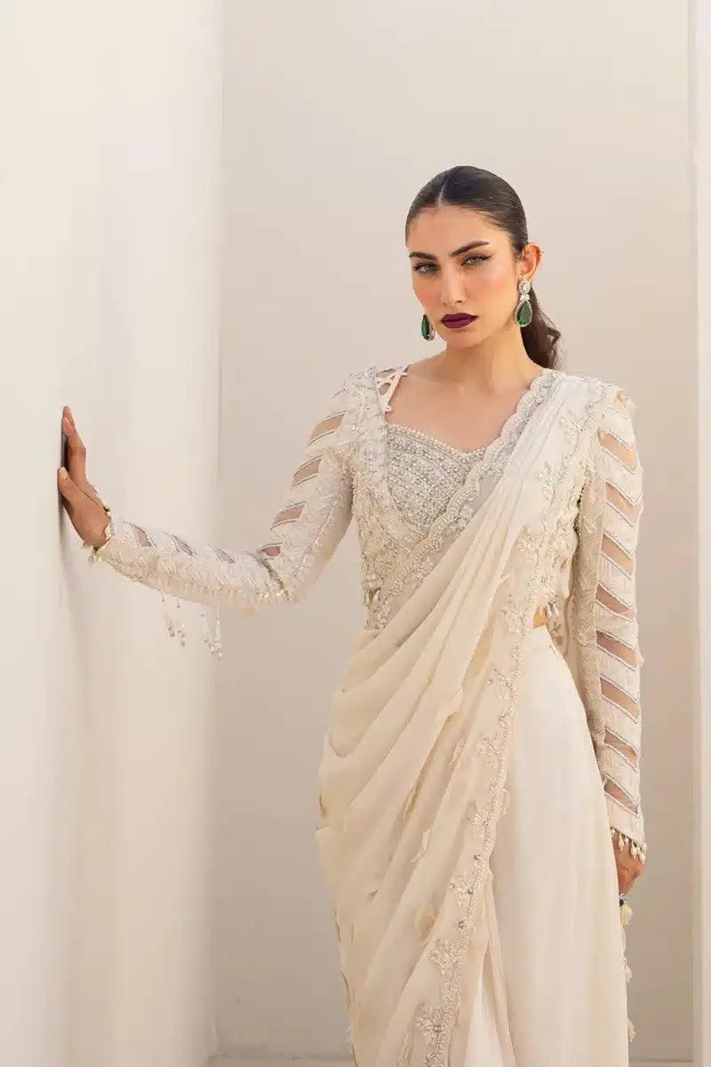 Qalamkar Couture 23 Off White Georgette – view 5 – Poshaq
