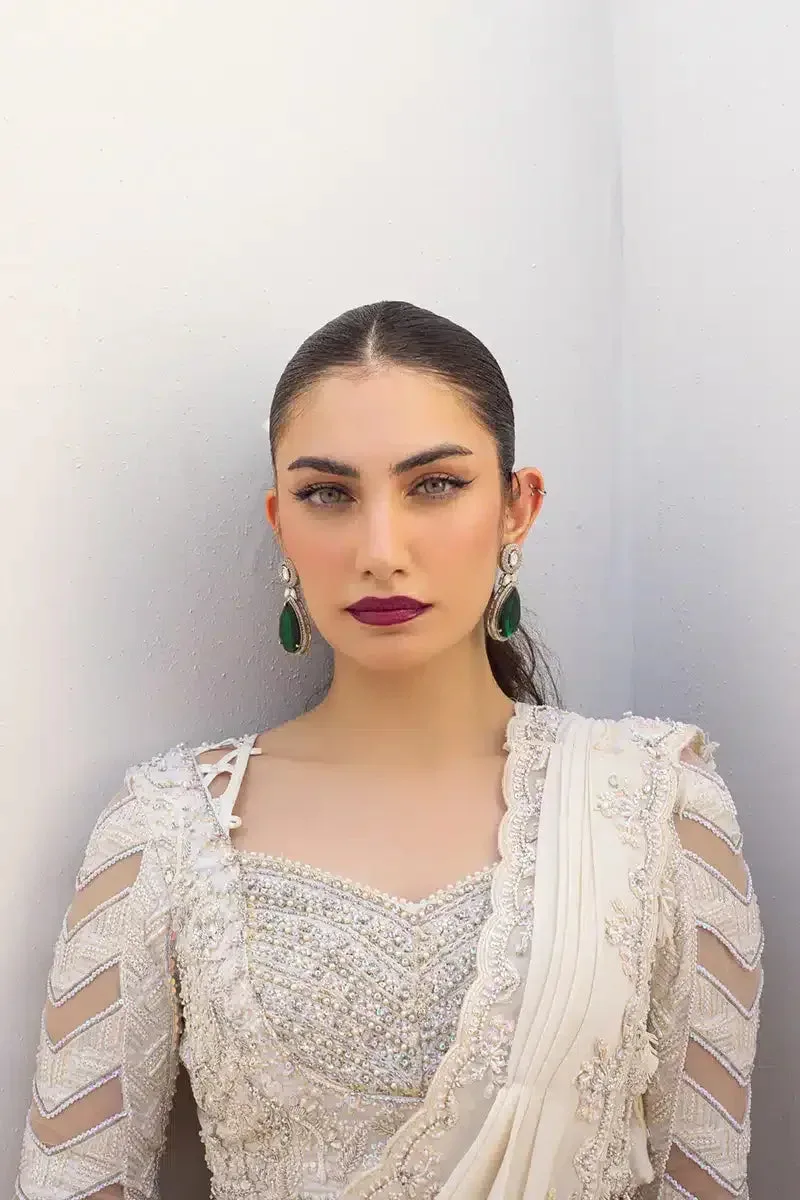 Qalamkar Couture 23 Off White Georgette – view 6 – Poshaq