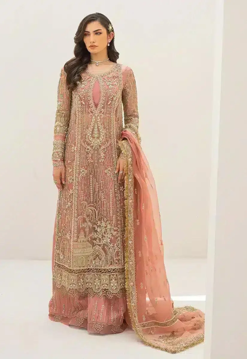 Qalamkar Couture 23 Pink Raw Silk – view 1 – Poshaq