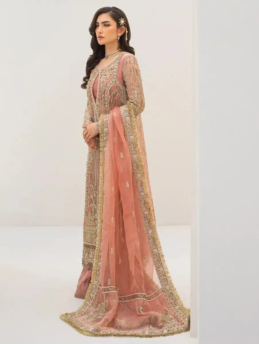 Qalamkar Couture 23 Pink Raw Silk – view 3 – Poshaq