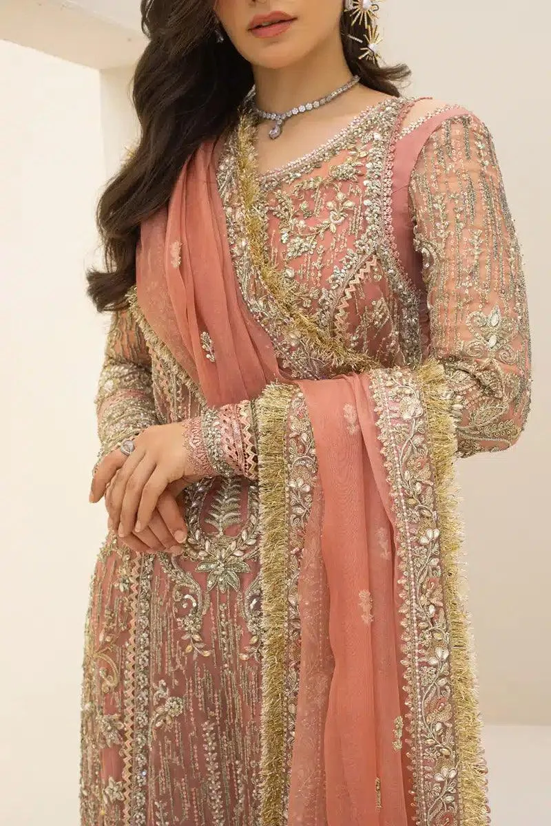 Qalamkar Couture 23 Pink Raw Silk – view 4 – Poshaq