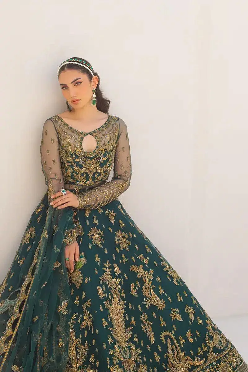 Qalamkar Couture 23 Green Raw Silk – view 6 – Poshaq