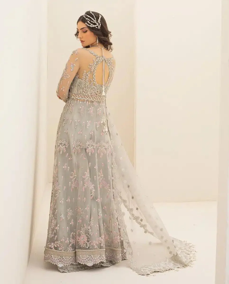 Qalamkar Couture 23 Grey Raw Silk – view 2 – Poshaq