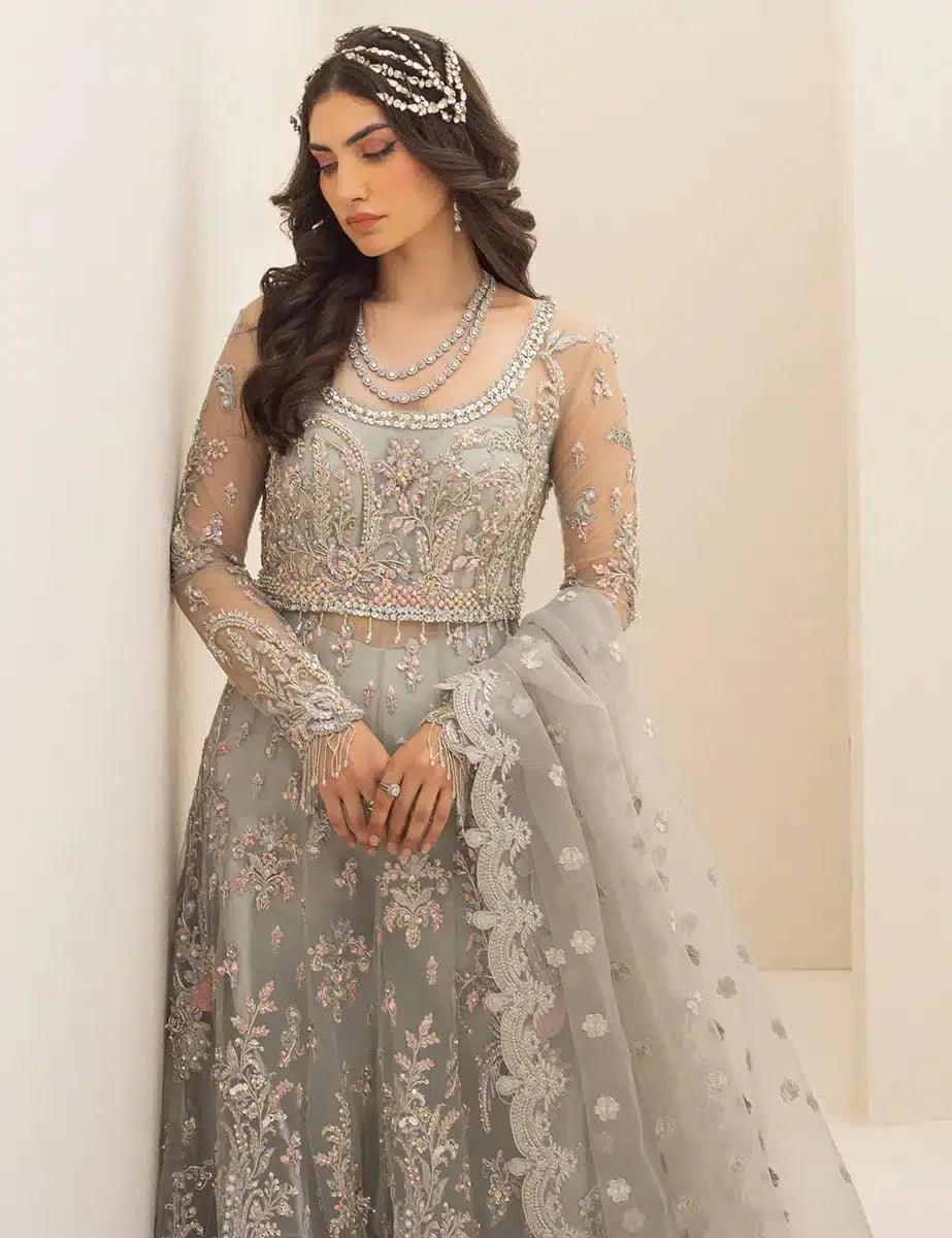 Qalamkar Couture 23 Grey Raw Silk – view 3 – Poshaq