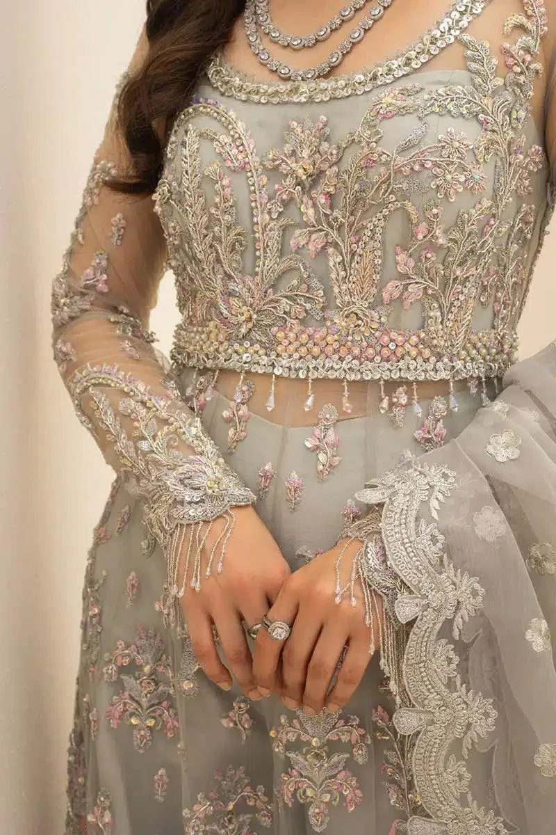 Qalamkar Couture 23 Grey Raw Silk – view 4 – Poshaq