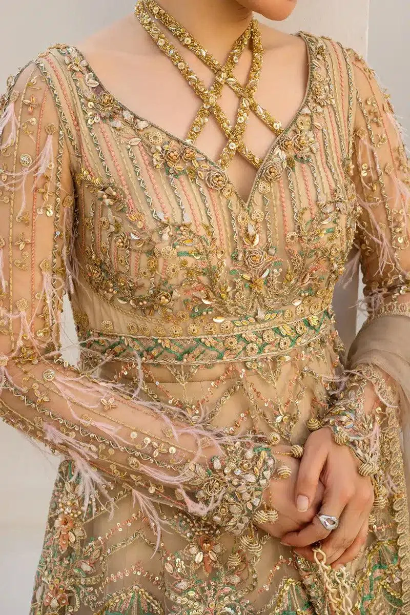 Qalamkar Couture 23 Beige Raw Silk – view 3 – Poshaq