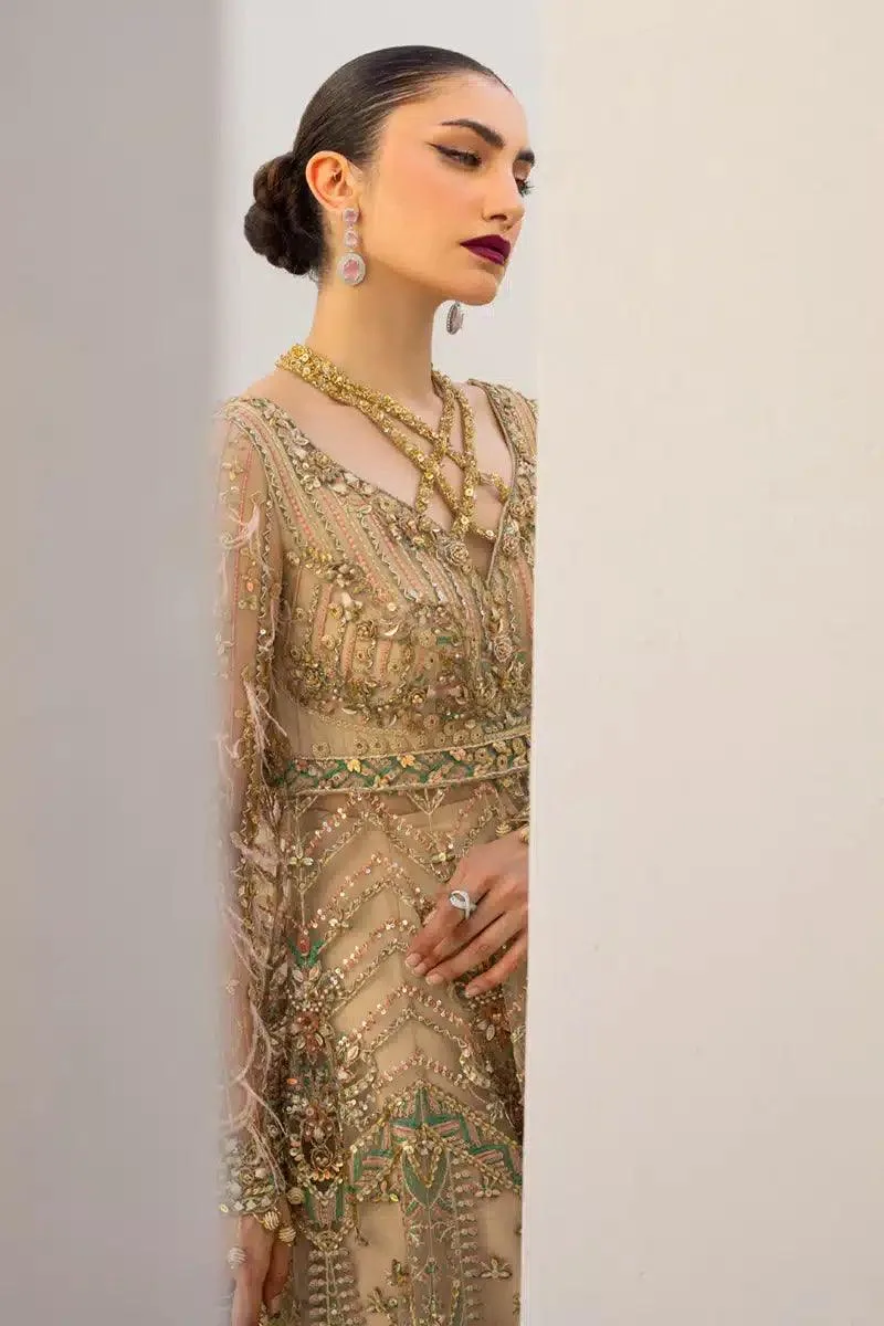 Qalamkar Couture 23 Beige Raw Silk – view 6 – Poshaq
