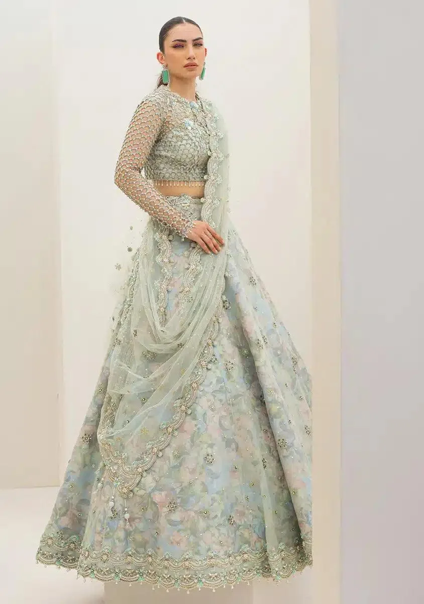Qalamkar Couture 23 Blue Raw Silk – view 3 – Poshaq